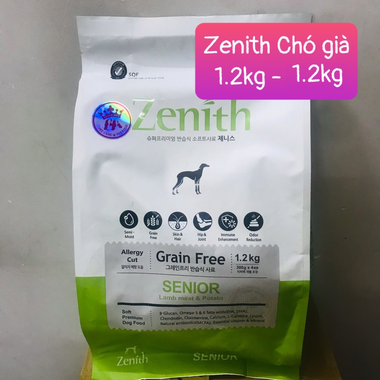Thức ăn hạt mềm cho chó già Zenith 1.2kg