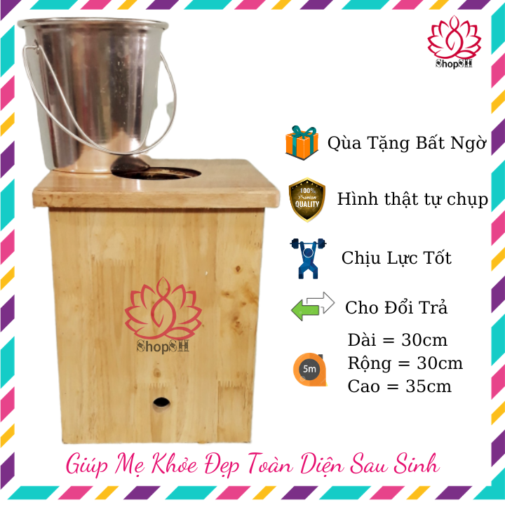 [HCM]Bộ ghế xông vùng kín cao cấp 4 mặt gỗ