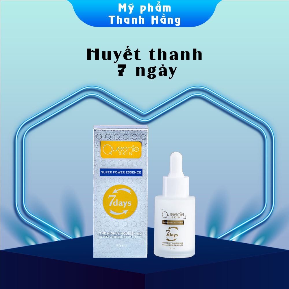 Huyết thanh dưỡng da 7 ngày Queenie skin dung tích 50ml giúp trẻ hóa làng da căng bóng đàn hồi nuôi dưỡng sâu bên trong giúp da trắng hồng loại bỏ đồi mồi - Mỹ phẩm Thanh Hằng
