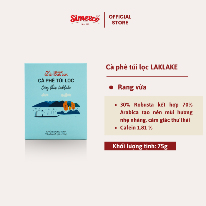 Cà phê túi lọc Arabica & Robusta công thức Laklake