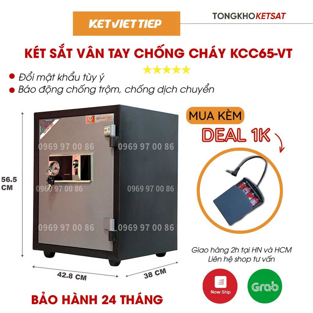Két sắt mini vân tay chống cháy việt tiệp kcc65-vt🎁chính hãng🎁 nặng 63kg