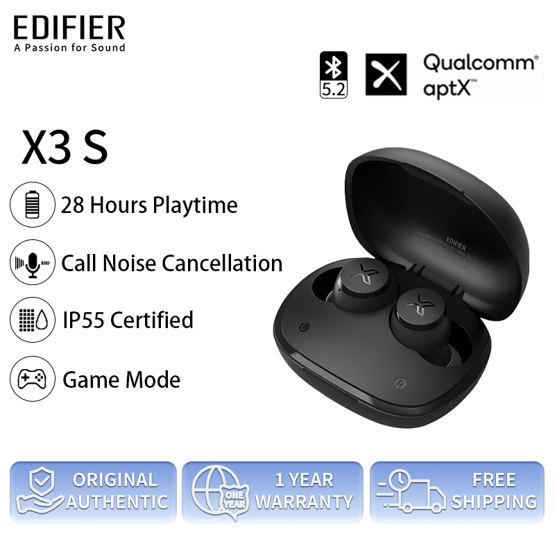 Tai nghe Edifier X3/X3S Bluetooth 5.0 xịn Pin siêu trâu Lên đến 26 giờ Micro hát karaoke Thu âm Nhét tai không dây IP55 Gamming Headphone Giảm tiếng ồn cuộc gọi Type-C