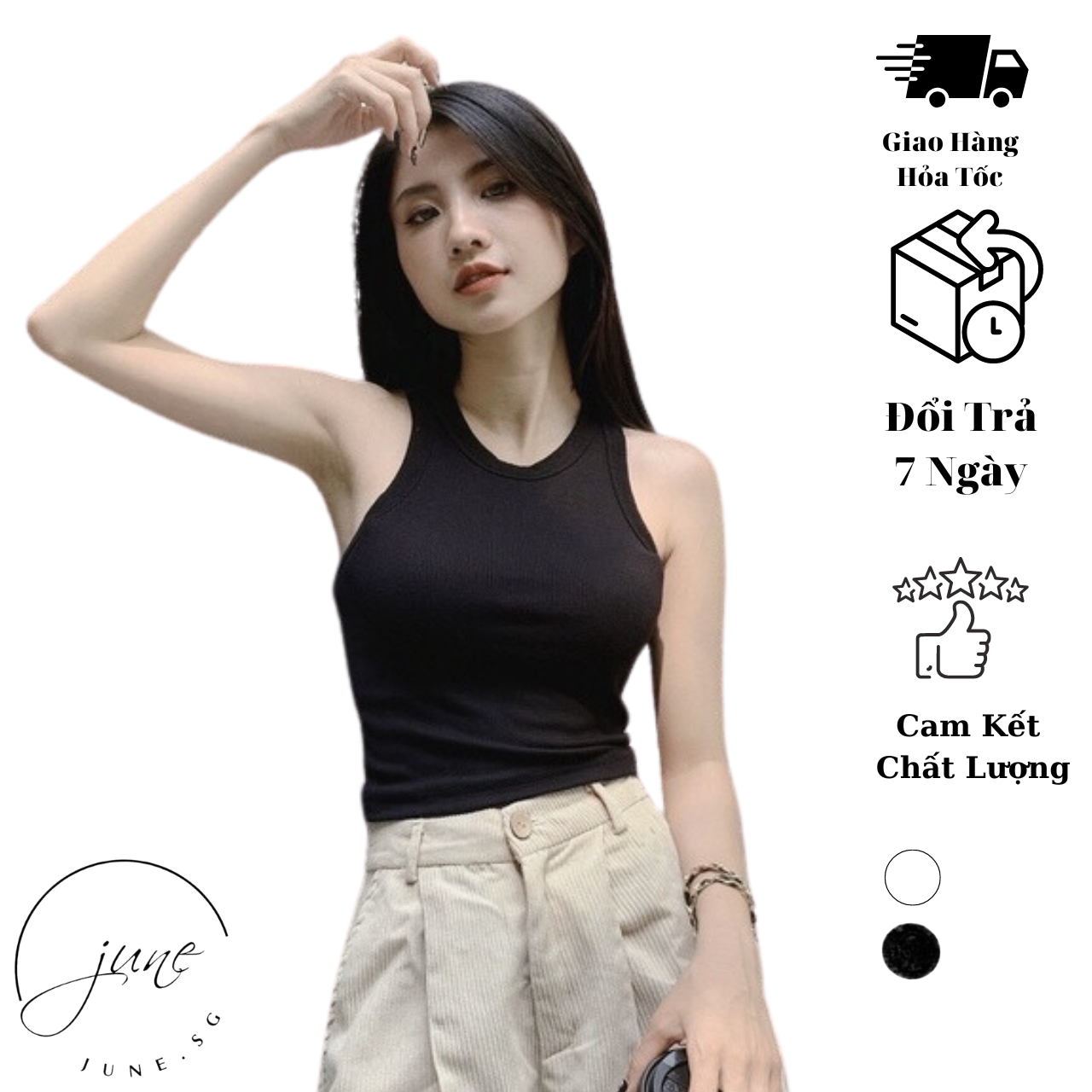 Áo croptop ba lỗ nữ basic june.sg