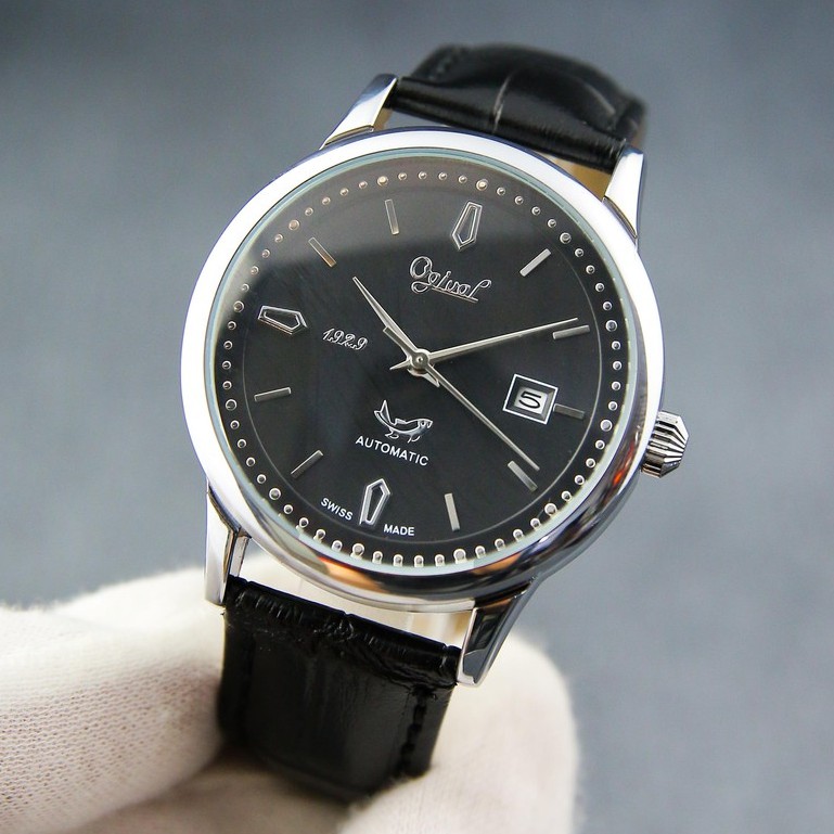 Đồng hồ nam OG1929 dây da đen cao cấp mặt kính chống xước, chống nước sang trọng - Bảo hành 12 tháng