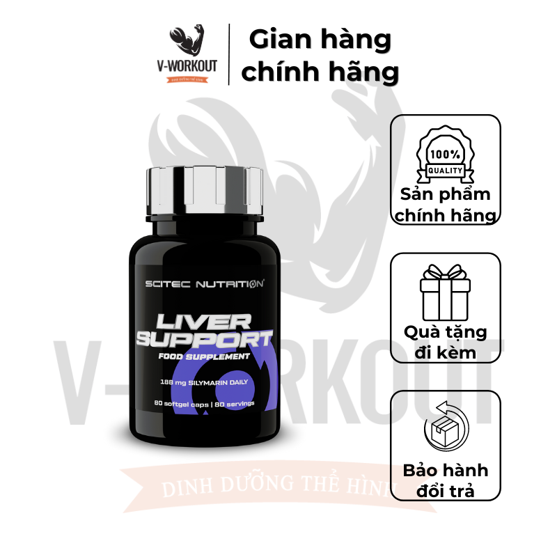Thực phẩm bảo vệ gan | liver support 80 caps- hỗ trợ chức năng gan, tăng cường hoạt động của gan | scitec nutrition
