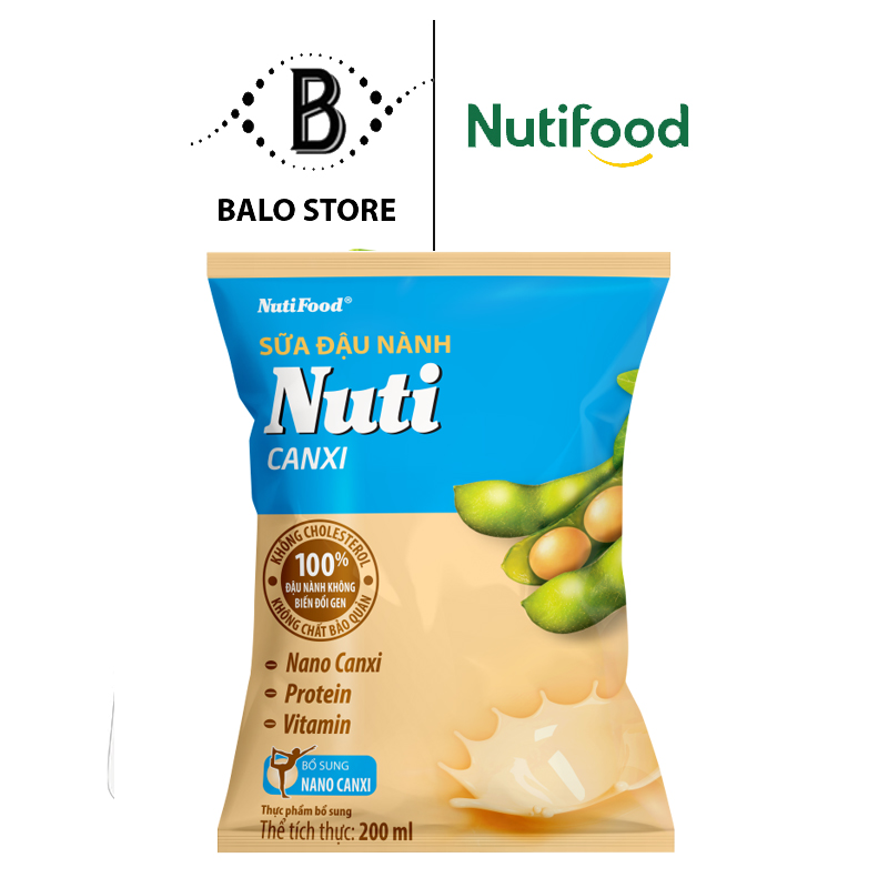 Sữa đậu nành Nuti Canxi Bịch 200ml NSDNX01LA - Thương Hiệu NUTIFOOD - BALO STORE