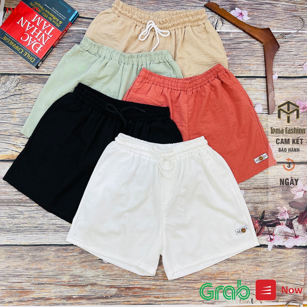Quần short nữ MIA 1992 - quần sooc nữ cạp chun chất đũi mát nhẹ thêu chữ siêu xinh