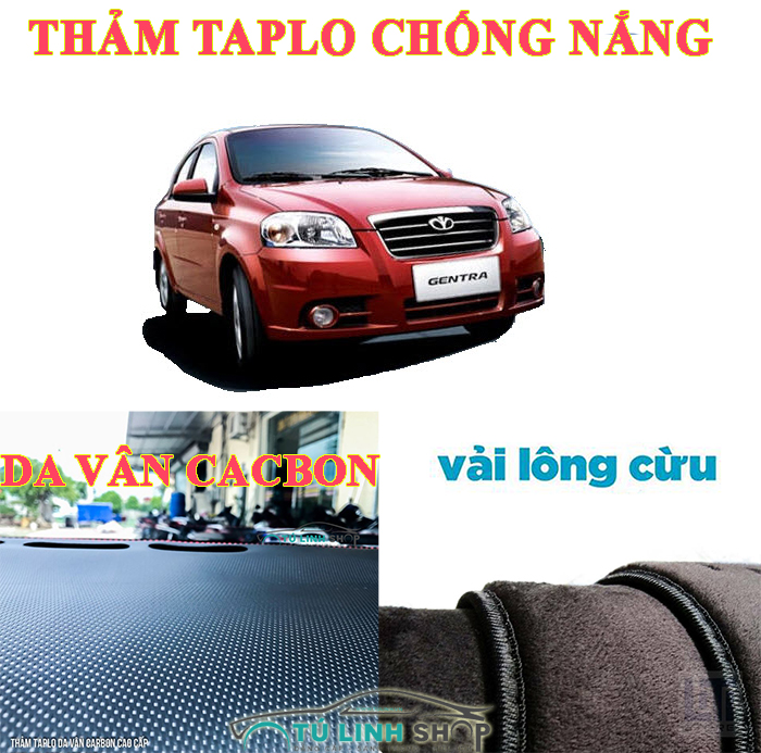 Thảm taplo cho xe Gentra- aveo bằng lông Cừu 3 lớp hoặc Da Cacbon