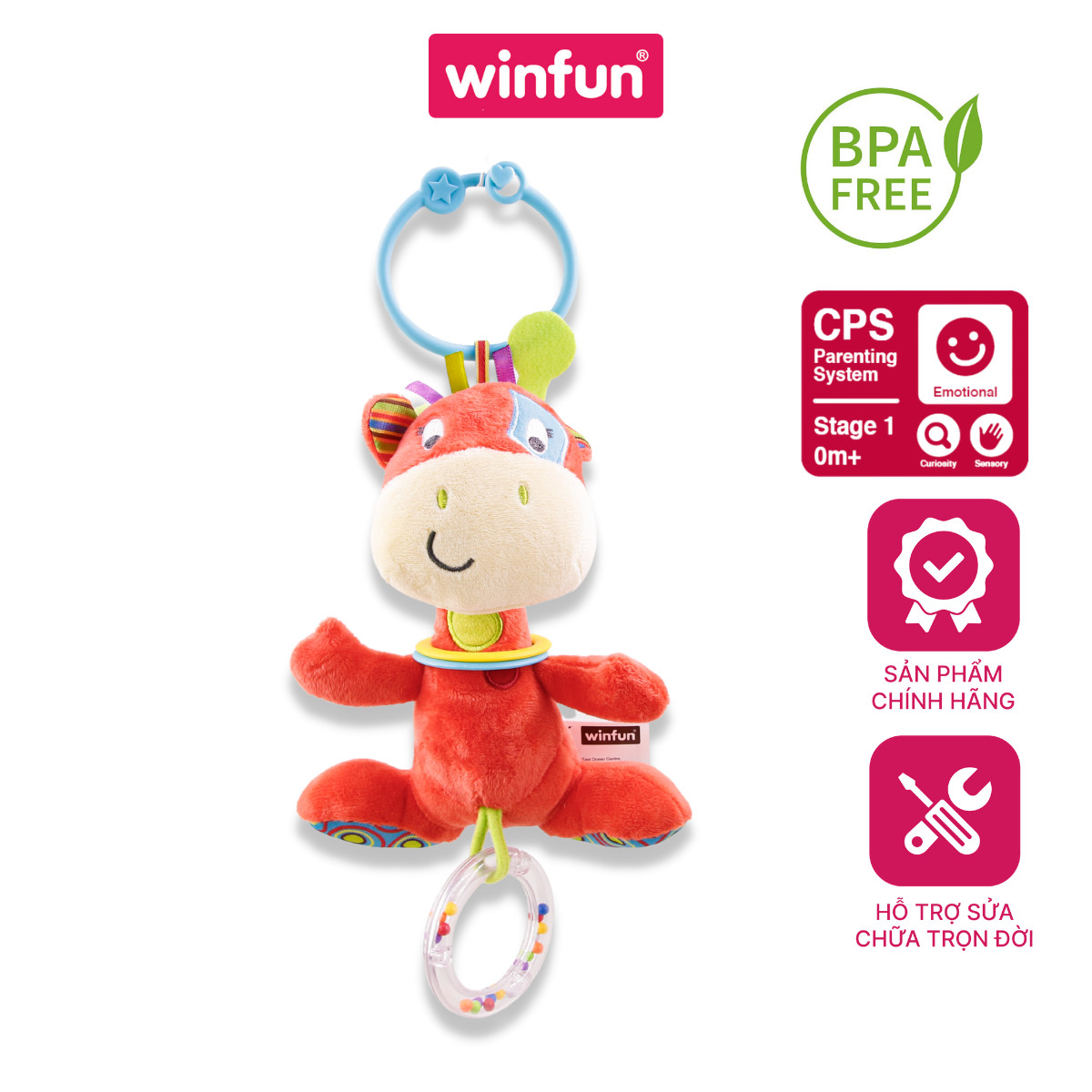 Thú bông xúc xắc trẻ em hình hươu âm thanh vui nhộn treo xe đẩy Winfun 0117, với sứ mệnh sản xuất đồ chơi thông minh, an toàn