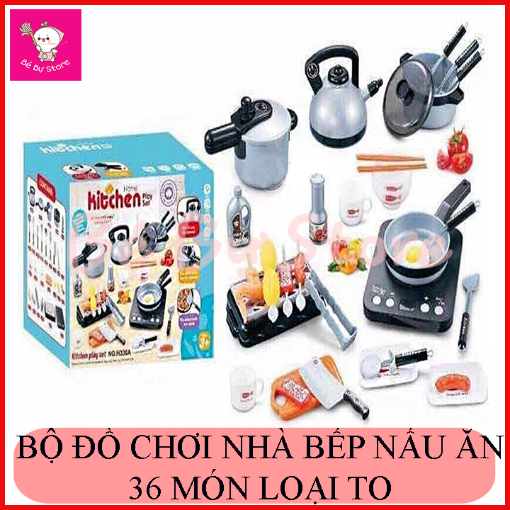 Bộ đồ chơi nấu ăn 36 món kèm thức ăn cho bé thỏa sức vui chơi sáng đạo với đam mê của mình - Bộ đồ chơi nấu ăn nhà bếp siêu xịn