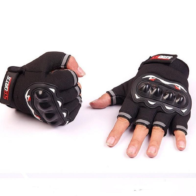 Găng Tay Chống Nắng, Găng Tay Phượt, Găng Tay Gù Hở Ngón Vải Sport (đen)