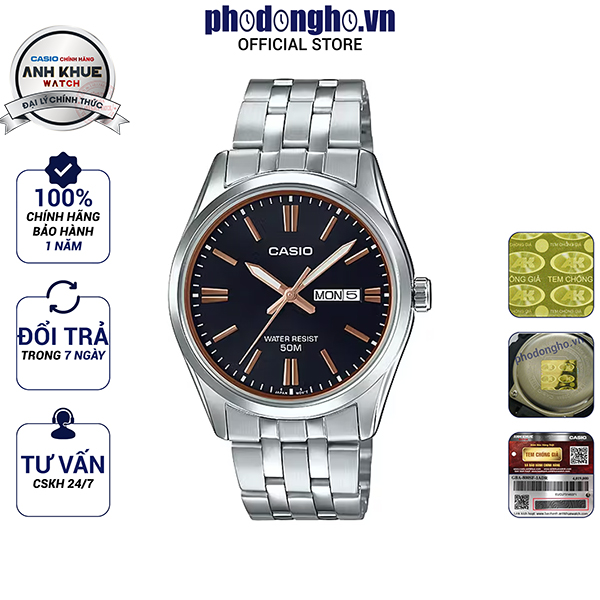 Đồng hồ nam dây kim loại casio anh khuê mtp-1335d-1a2vdf