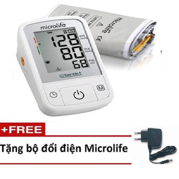 Máy đo huyết áp Microlife A2 Basic (Trắng) + Tặng bộ đổi nguồn Microlife