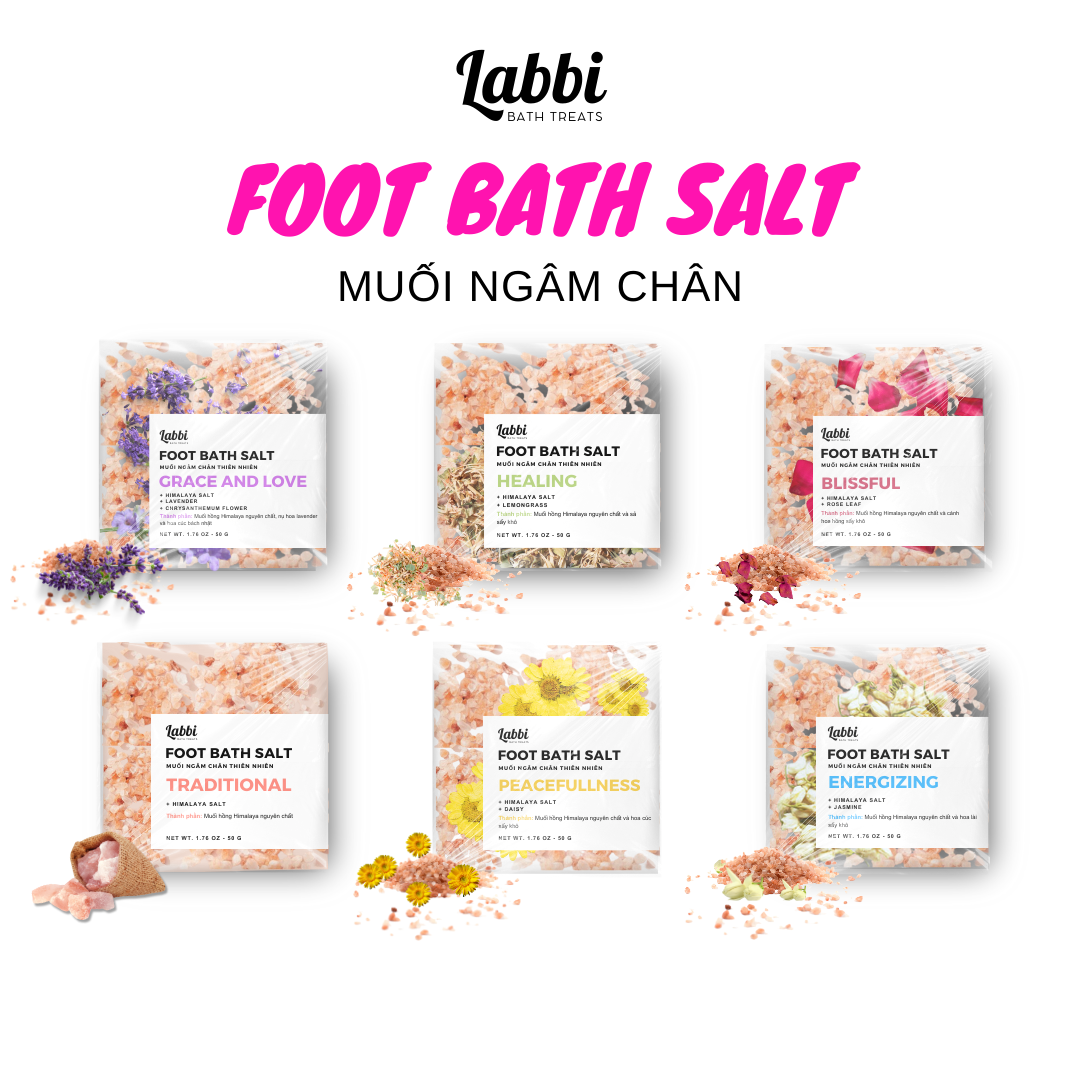 Muối hồng ngâm chân TỔNG HỢP 6 LOẠI [Labbi] Foot bath salt / Himalaya salt