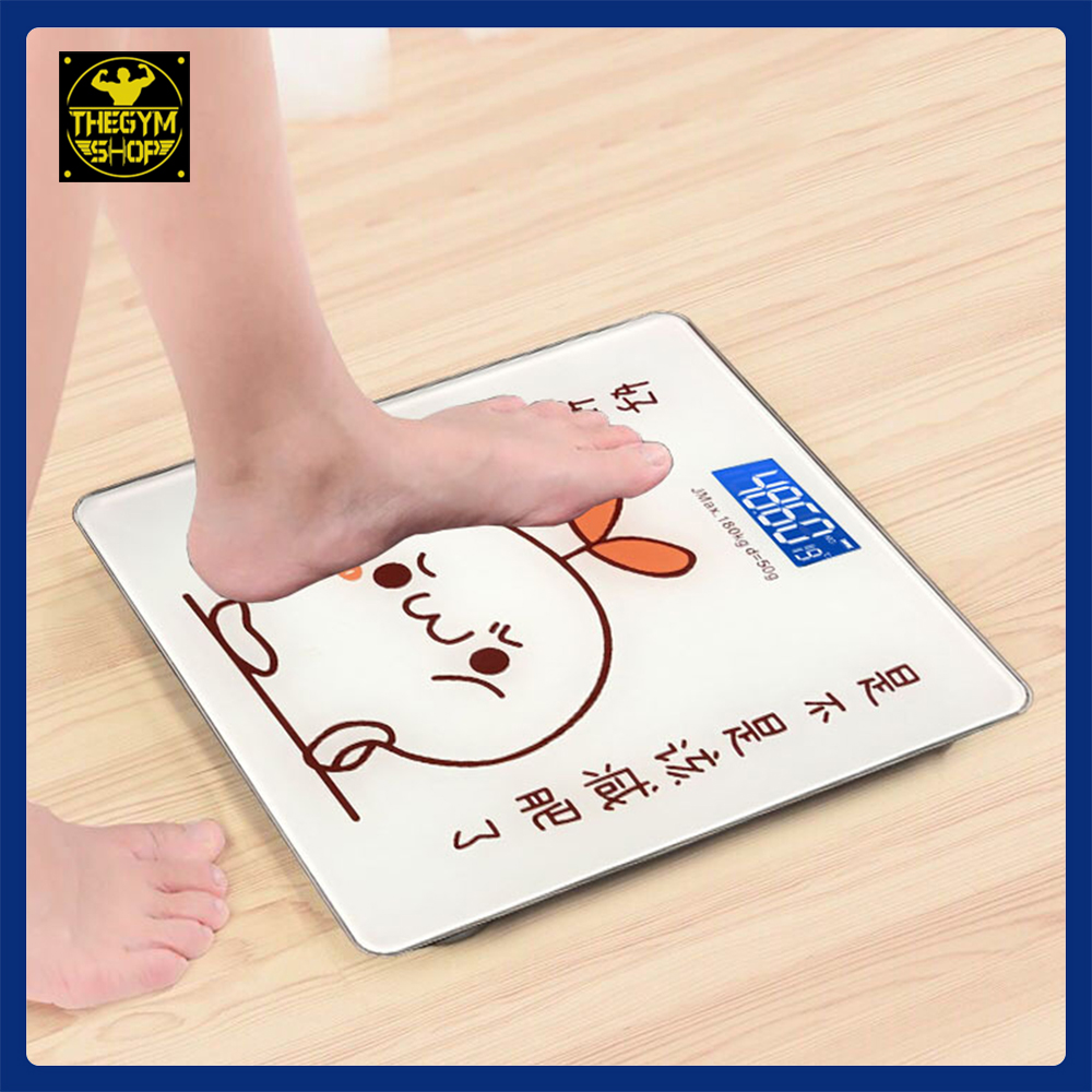 Cân điện tử thông minh màn hình LED có thể sạc pin họa tiết dễ thương