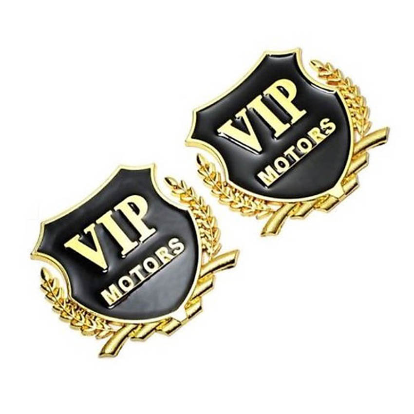 Bộ 2 logo vip motors kim loại dán ô tô - có keo dán 3m đi kèm