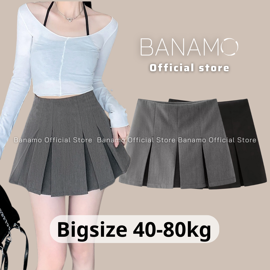 Chân váy nữ bigsize banamo fashion chân váy ngắn xếp ly to 5913