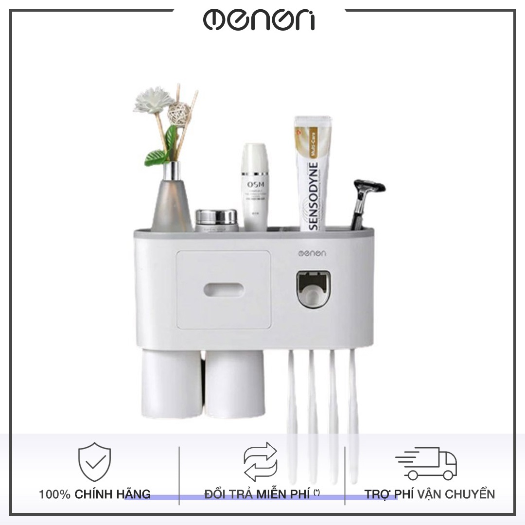Bộ Nhả Kem Đánh Răng Tự Động OENON 2 Cốc Nhựa ABS Hút Từ Tính lắp đặt dính tường - OEKEM