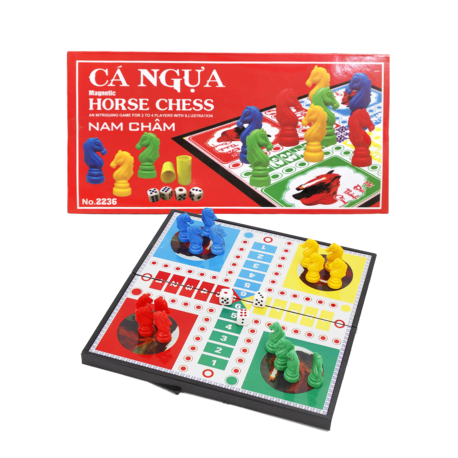 Raffer Đồ chơi giải trí bộ bàn cờ cá ngựa nam châm nhựa ABS 28 x 29 cm cỡ to loại đẹp cho 2-4 người chơi