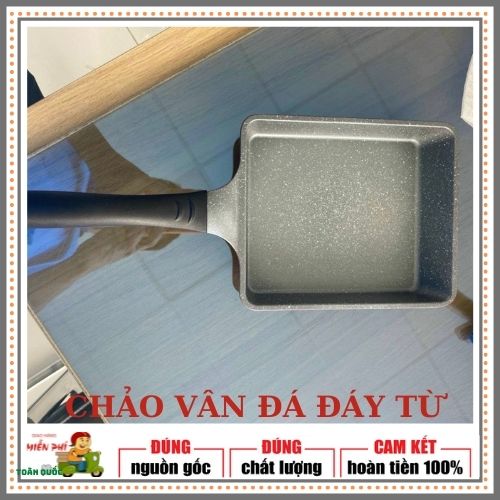 [HCM]Chảo Vuông Greencook 16x18cm Gcs01- 1618 Chảo vuông sứ ceramic đáy từ vân đá chống dính tay cầm chịu nhiệt chảo gốm sứ