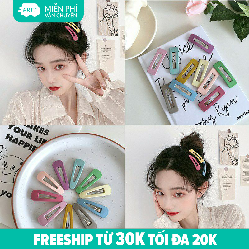 LẺ 1 CÁI | KẸP TÓC OVAL CHỮ NHẬT HOẶC OVAL GIỌT NƯỚC PHỦ MỊN MÀU TRƠN | VIDEO THẬT | SHOP BEECOW