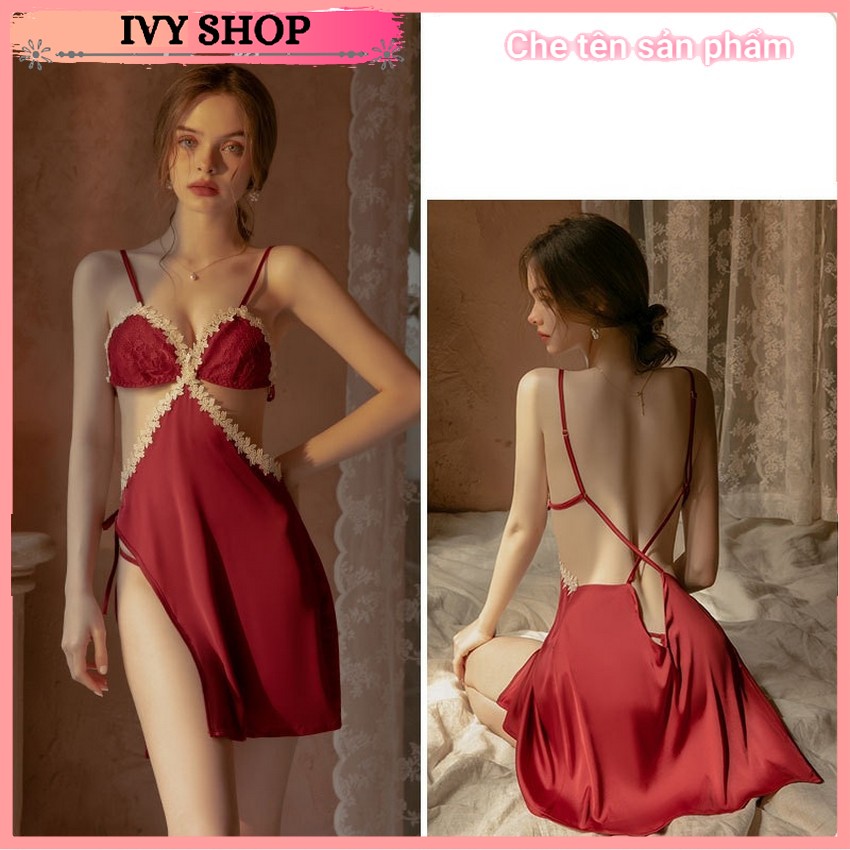 Váy ngủ viền ren khoét eo quai chéo Cao Cấp 1512