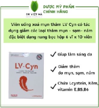 Viên uống xoá thâm mụn, sáng da, đẹp da - móng- tóc lv cyn hộp 6 vỉ x 10 viên