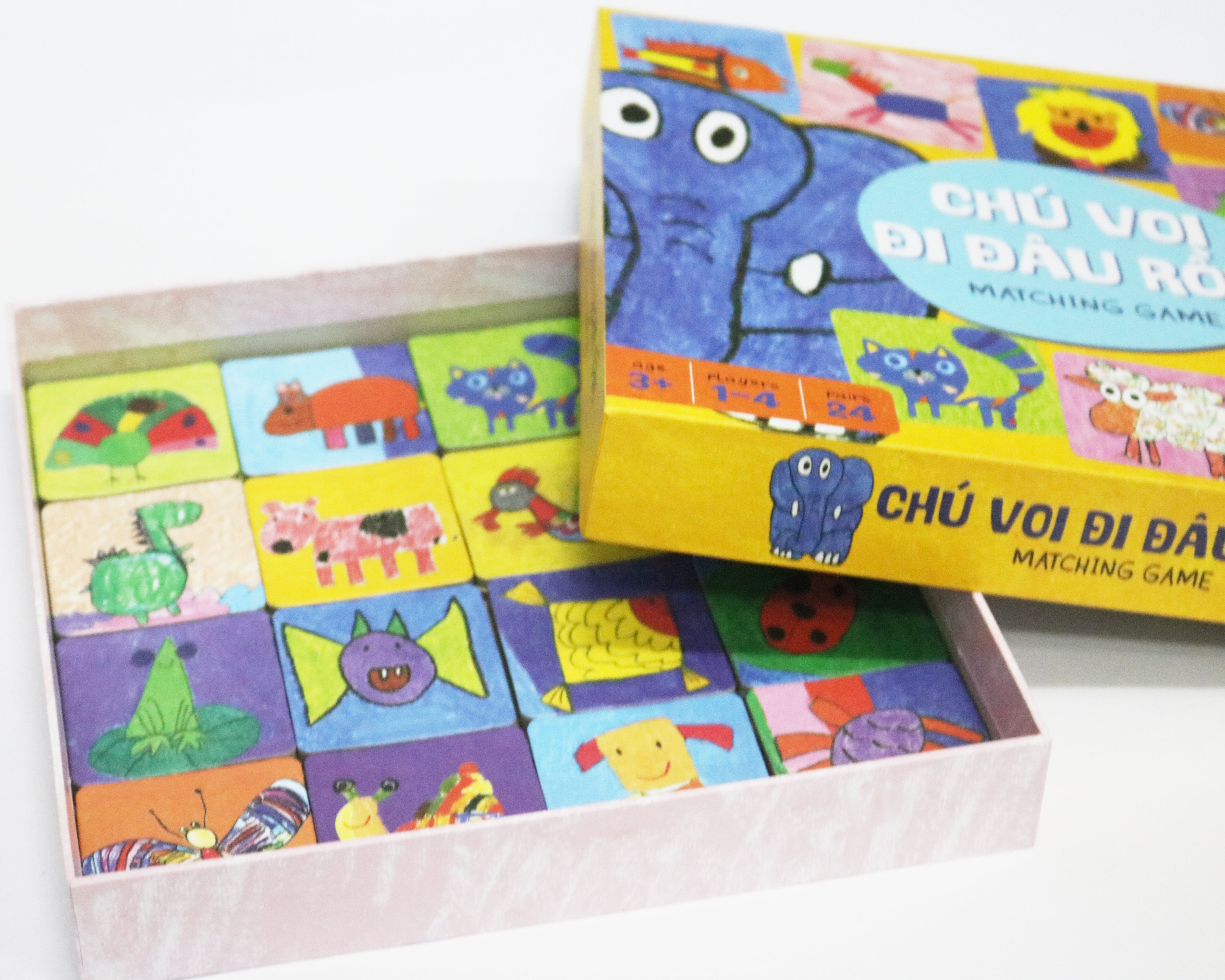 Bộ đồ chơi Matching Game rèn trí nhớ - Chú voi đi đâu rồi?