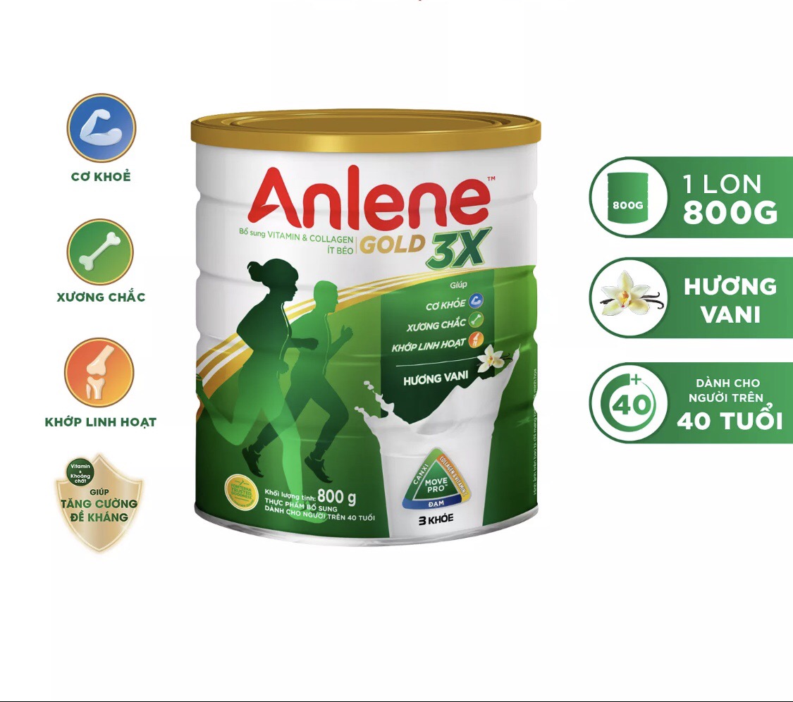 Sữa bột anlene gold 3x hương vanilla - lon 800g.