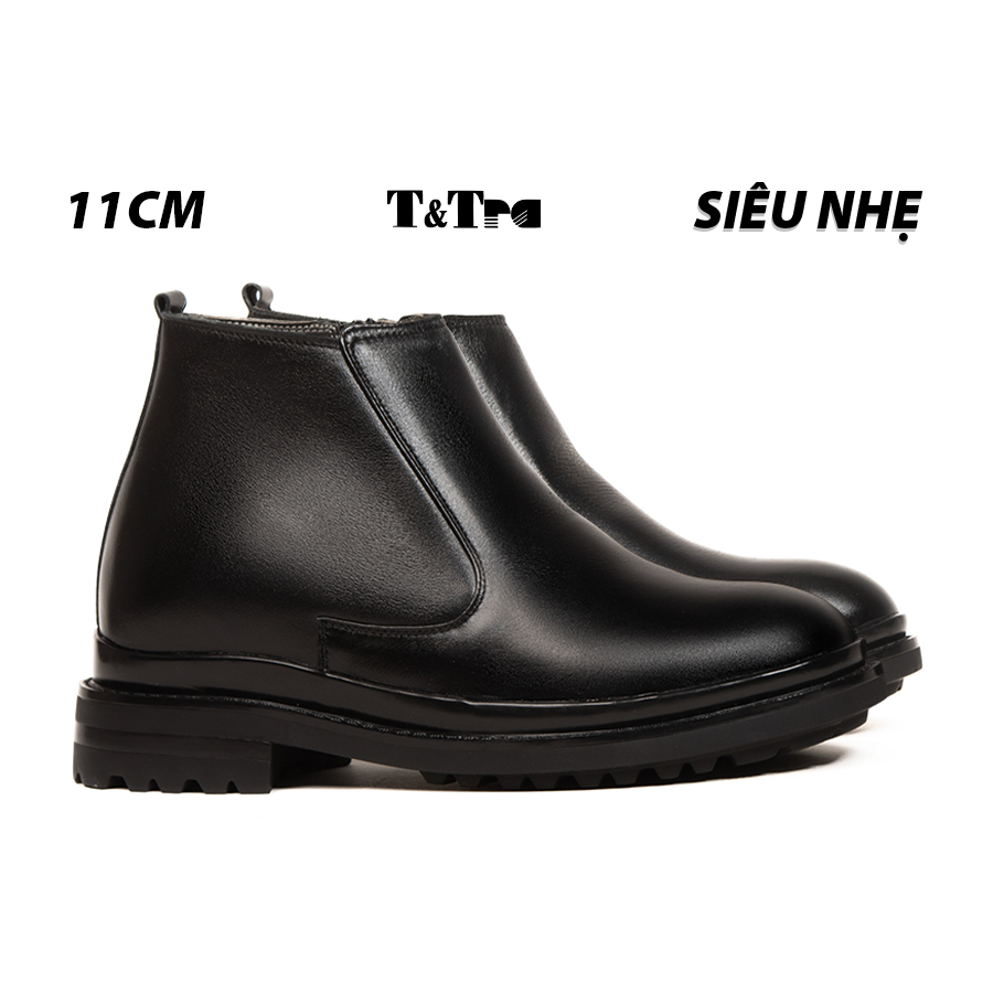 Giày boots tăng chiều cao nam t&tra t101 đen