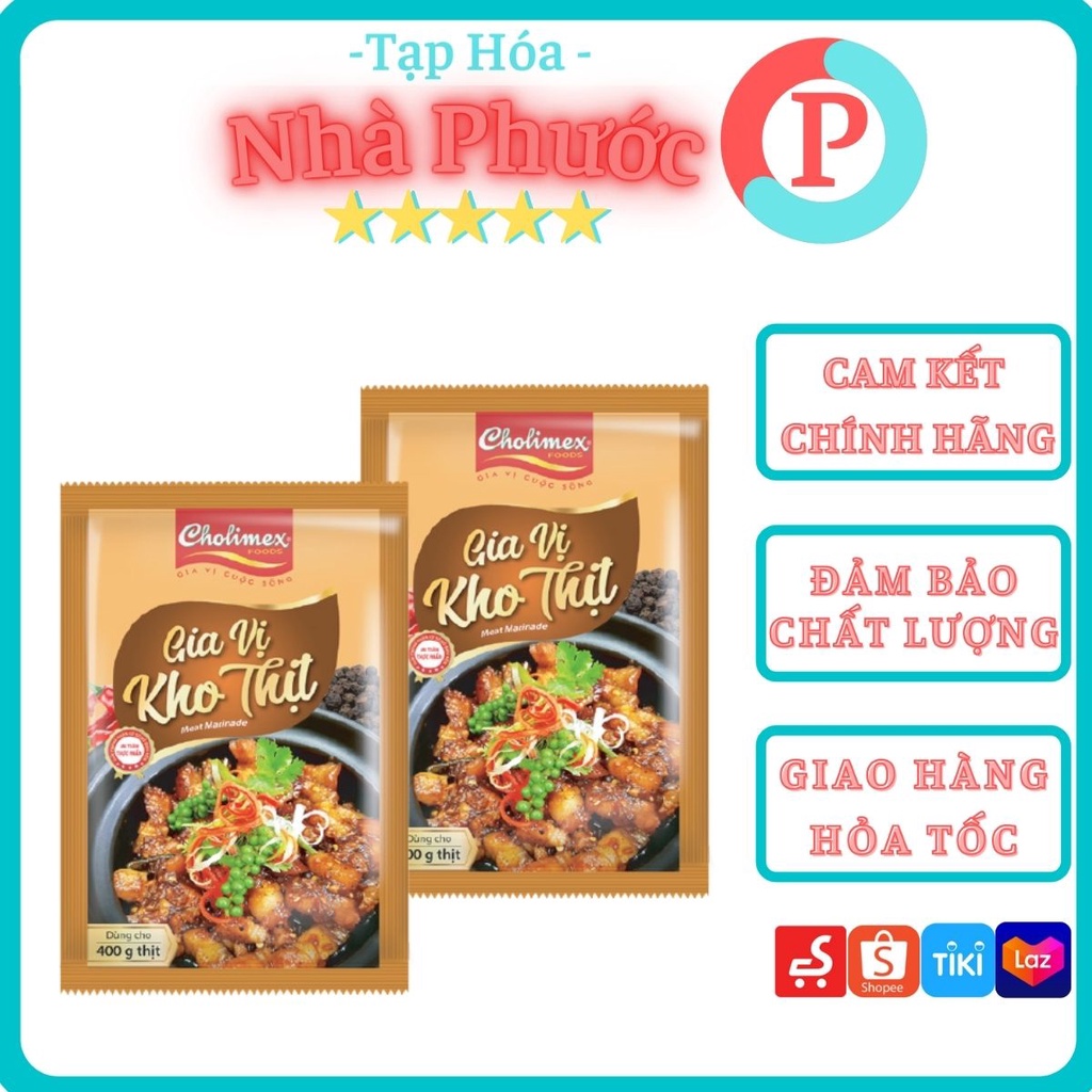 Gia vị kho thịt (Gói 50g) Cholimex, Vị thịt kho đúng điệu, ngon không tưởng. Tiện dụng cho bữa cơm gia đình,