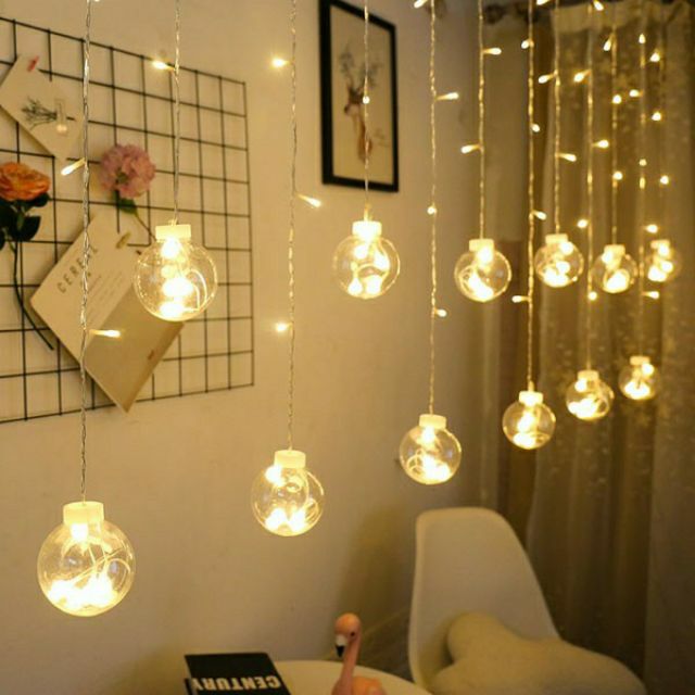 Đèn nháy trang trí hình cầu-đèn mành 12 quả cầu-đèn trang trí noel lễ tết-đèn trang trí đẹp 2021