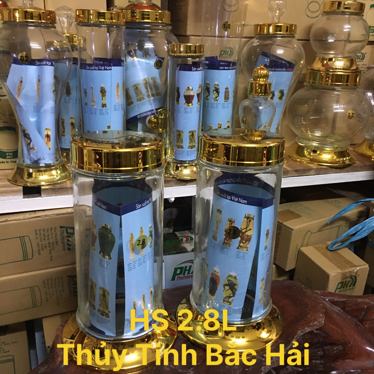 [HCM]BÌNH THỦY TINH VÀ HŨ THỦY TINH NGÂM RƯỢU HÌNH TRỤ HS2.8L- THỦY TINH BẮC HẢI