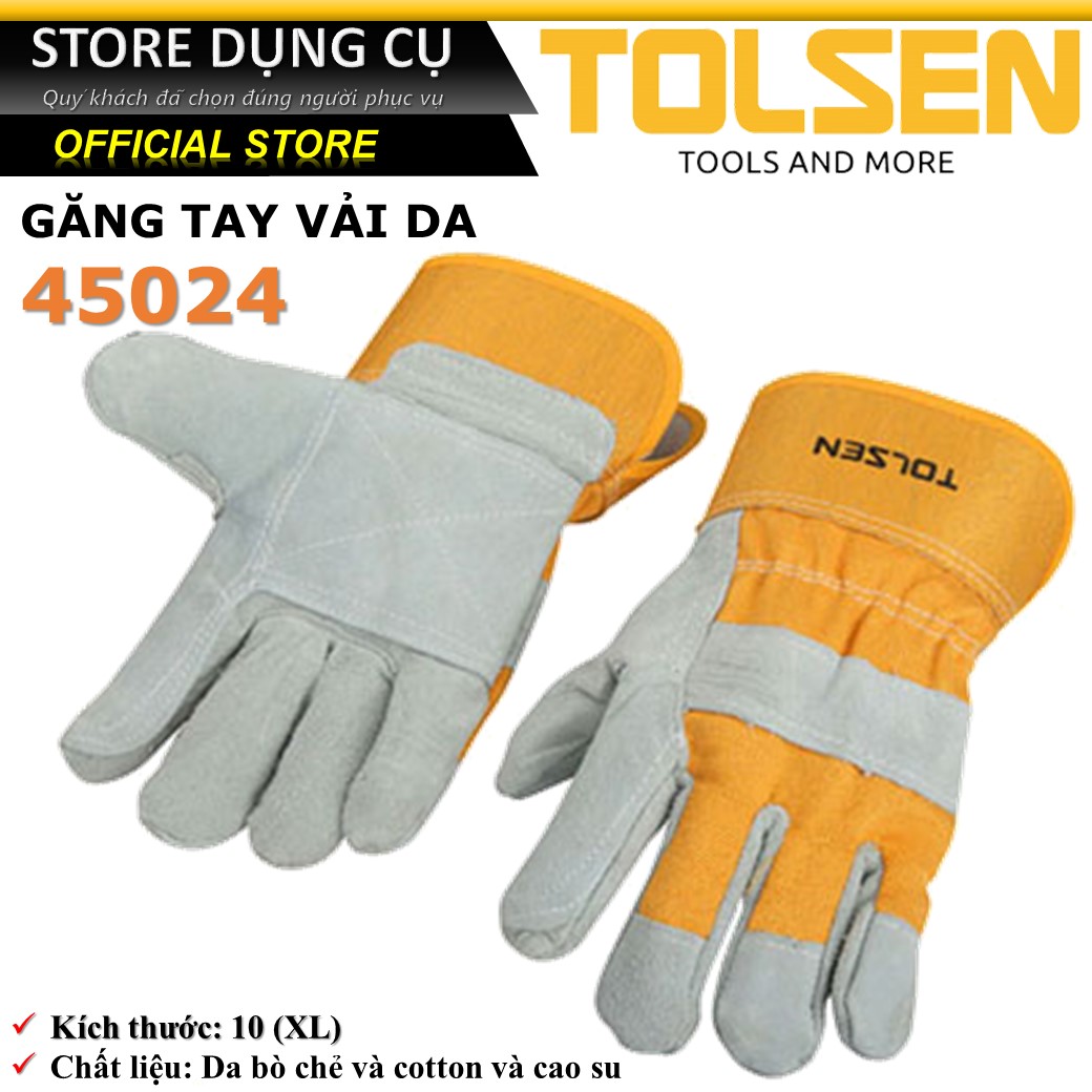 Găng tay vải da dày tolsen 45024 | găng tay lao động tolsen