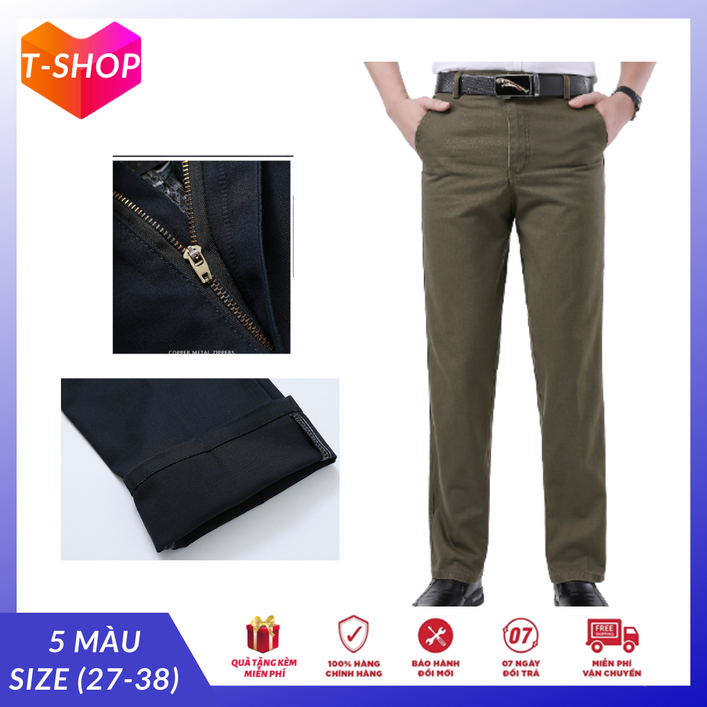 ( SIZE ĐẠI TỪ 28 - 40 ) Quần kaki nam trung niên cao cấp, quần tây kaki nam ống suông đứng mặc thoải mái cho nam-TS04