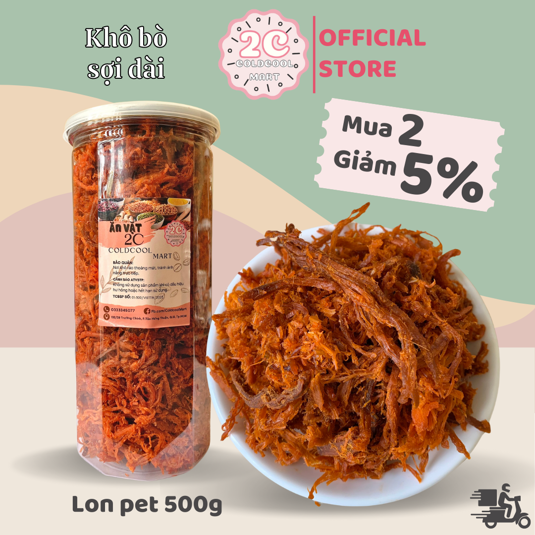 Khô bò xé sợi dài 500g coldcool mart