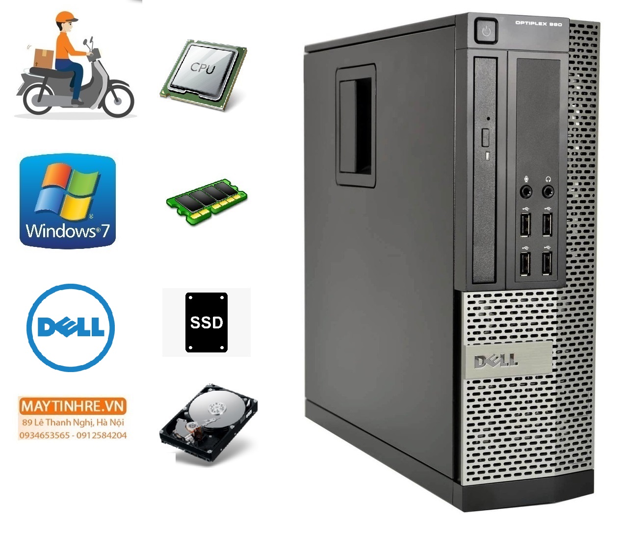 Máy tính đồng bộ dell optiplex 990 core i3 ram 4gb hdd 250gb