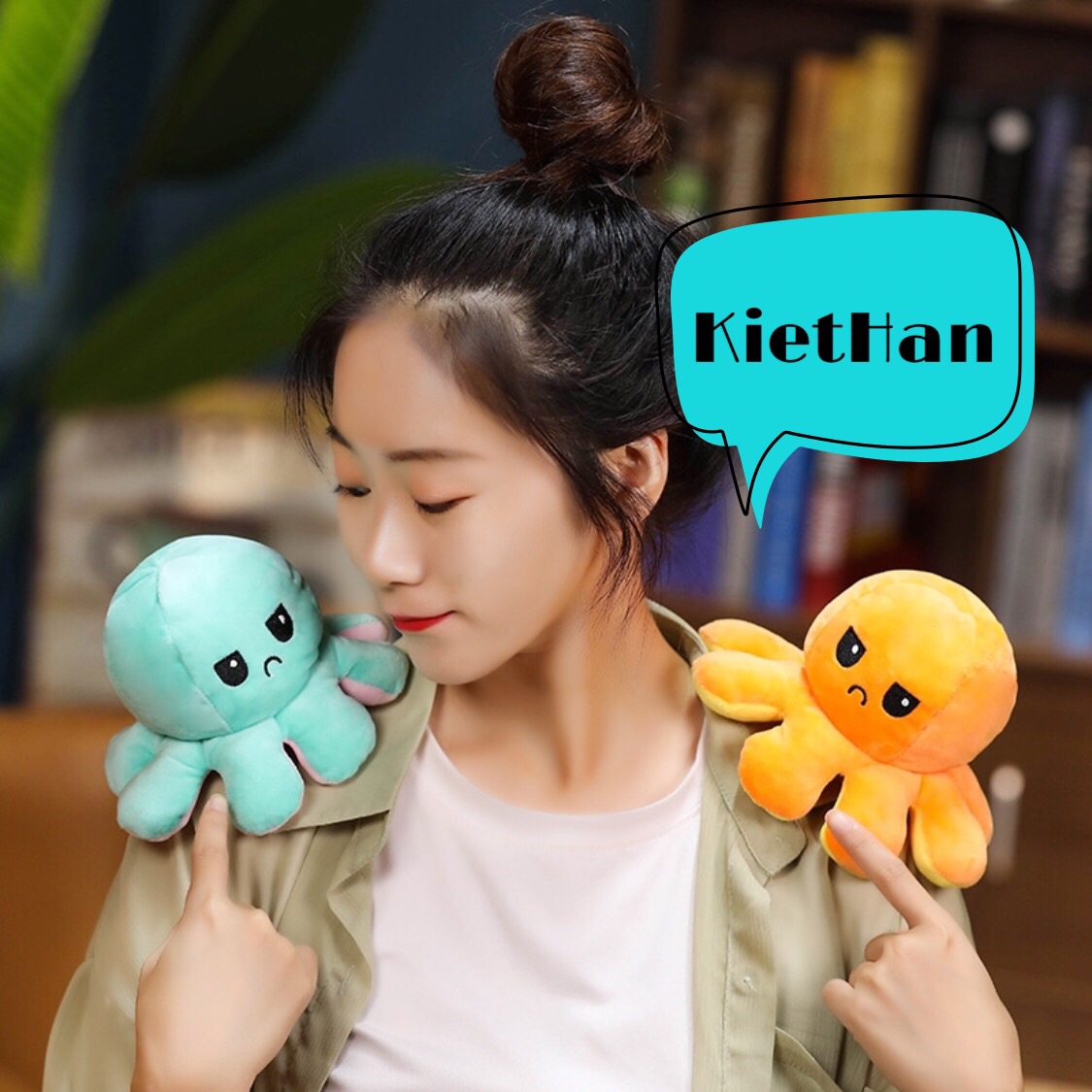 Gối bông bạch tuột cảm xúc 2 mặt.