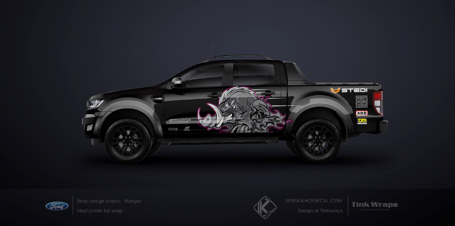 Tem xe bán tải – Decal sport lợn rừng cho bán tải