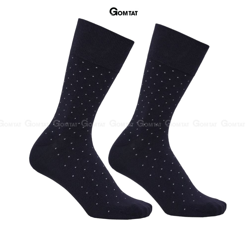 Tất nam cổ cao đi giày tây GOMTAT hoạ tiết chấm bi, chất liệu cotton cao cấp, thoáng khí êm chân - GOM-CHAMBI-1DOI