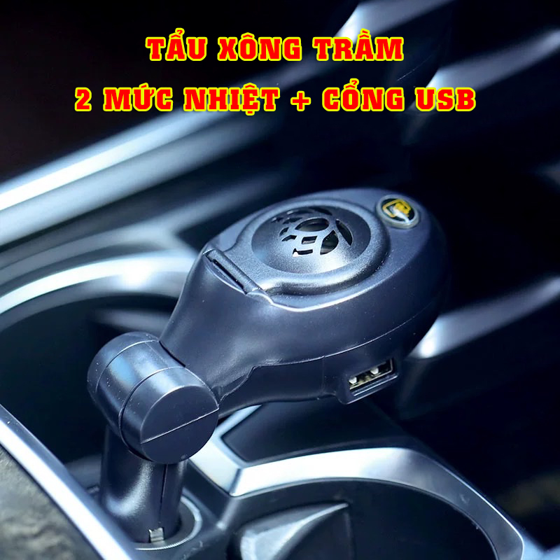 [HCM]Hộp tẩu xông trầm tinh dầu trên ô tô Ngọc Tuyết sang trọng mạnh mẽ với 2 mức nhiệt 140-180 độ C + Phụ kiện đi kèm (đen)
