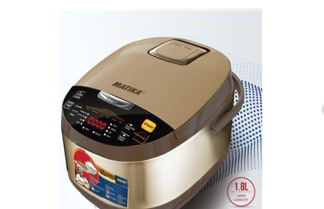 Nồi cơm điện matika 1,8l 860w chức năng ủ 3d màu nâu mtk - rc1885