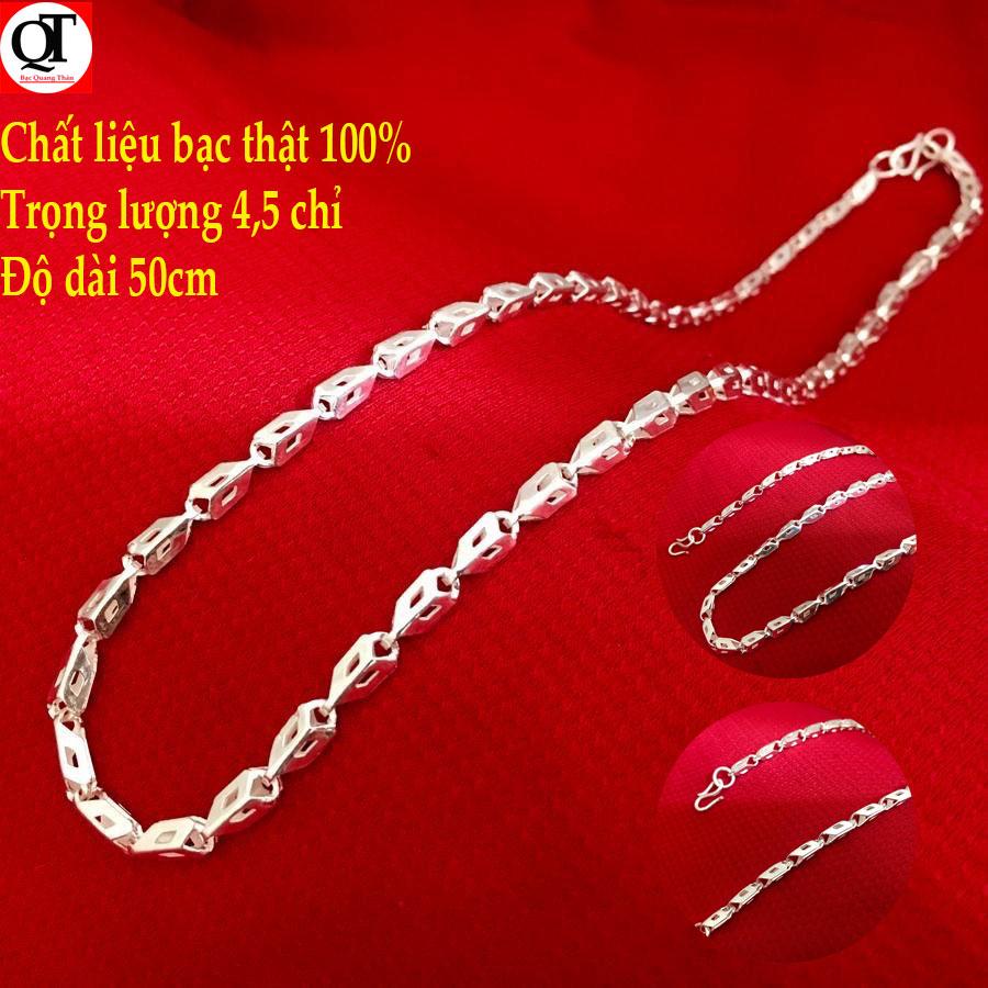 Vòng cổ nam Bạc Quang Thản - Dây chuyền nam mắt rỗng chất liệu bạc thật 100% kiểu dây dạng tròn trọng lượng 4,5 chỉ độ dài 50cm - QTDCNA20(BẠC)