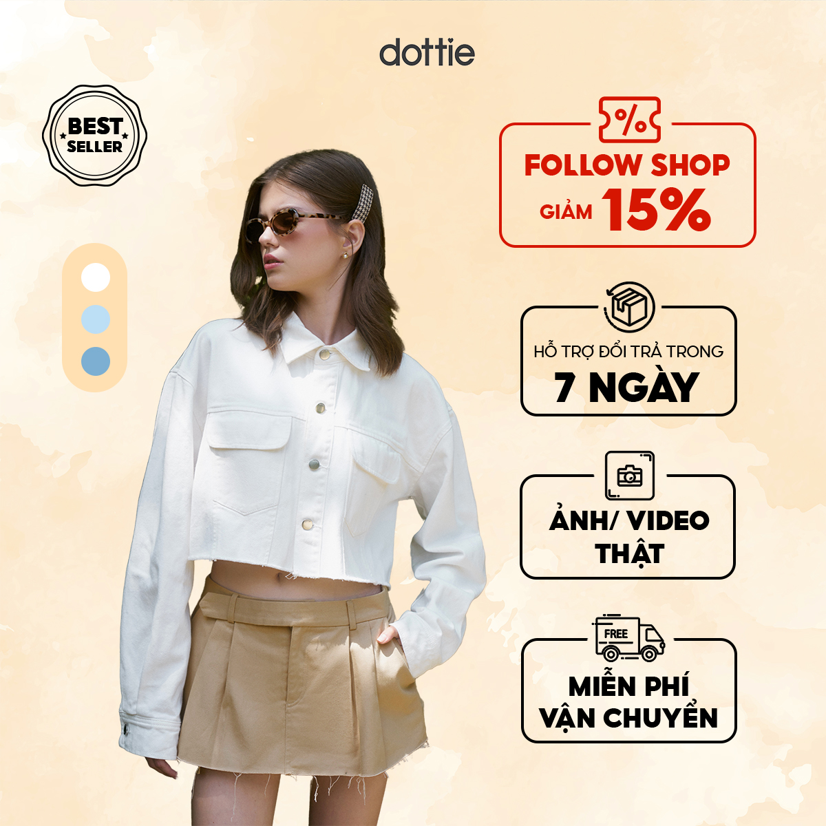 Dottie - áo khoác jeans dáng ngắn nữ dottie - t0605