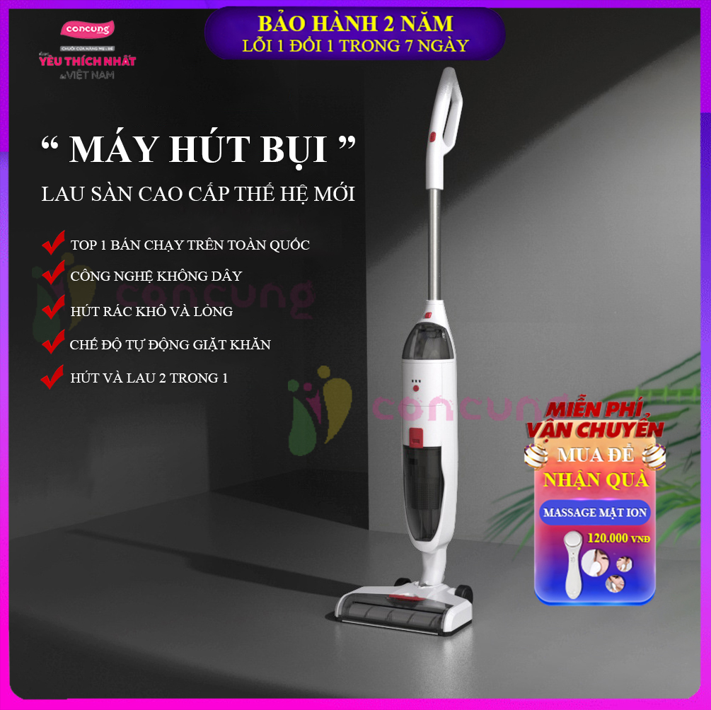 Máy hút bụi cầm tay không dây thế hệ mới lau sàn thông minh, hút khô và chất lỏng tích hợp chế độ giặt khăn tự động Bảo hành 2 năm lỗi 1 đổi 1 trong 7 ngày