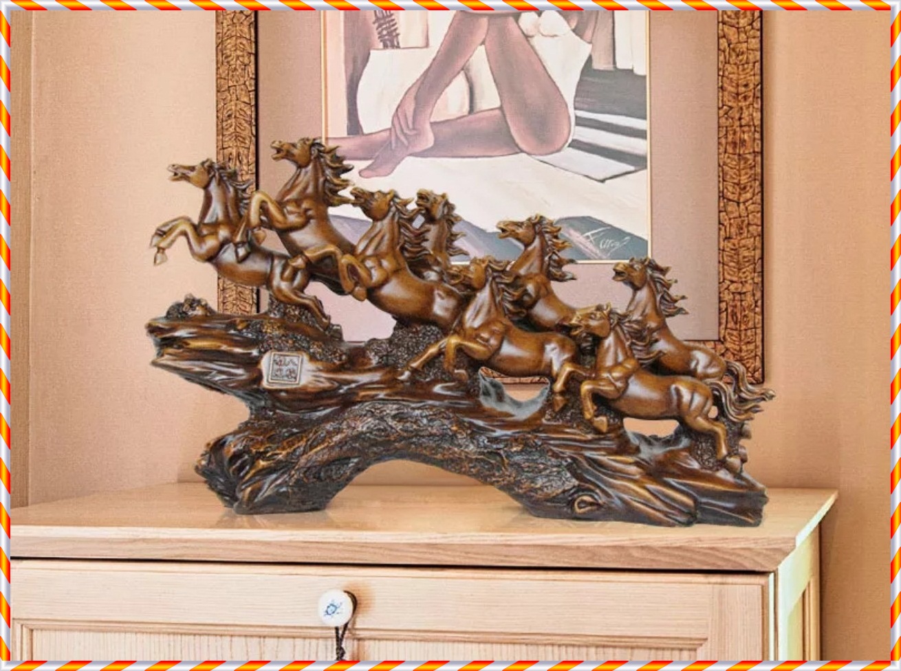 TƯỢNG GỖ BÁT MÃ TRUY PHONG MÃ ĐÁO THÀNH CÔNG