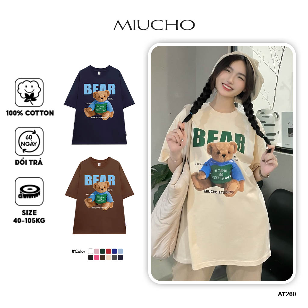  Áo thun tay lỡ form rộng đẹp oversize chất vải cotton AT260 Miucho in graphic 