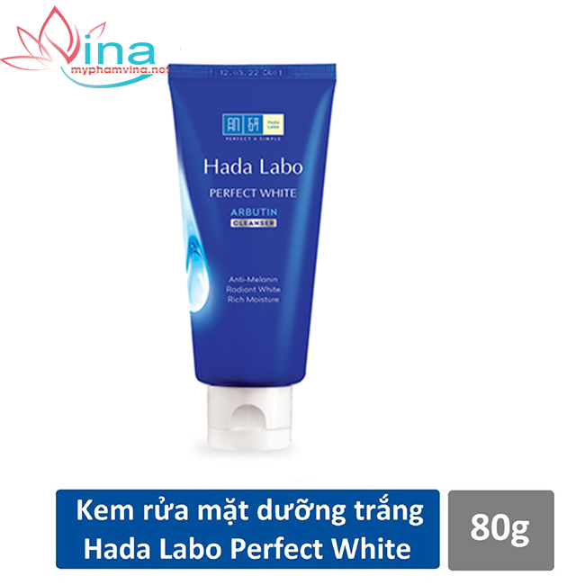 [HCM]Sữa rửa mặt trắng da tối ưu Hadalabo Perfect White (80g)