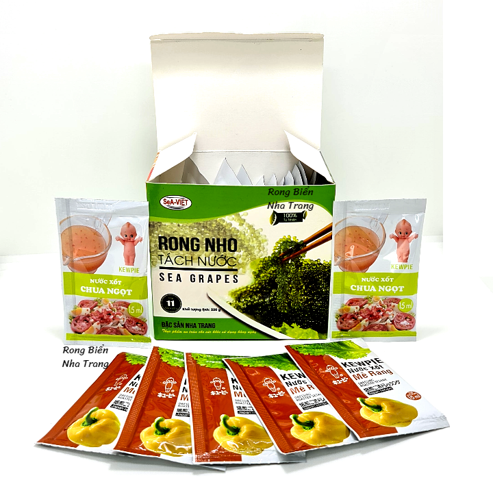Rong nho tách nước Sea Việt hộp 220g 11 gói - Tặng 7 gói nước sốt như hình