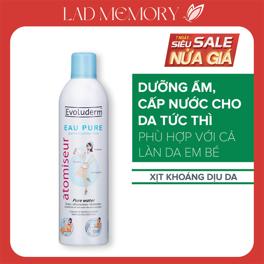 [Chính hãng] Xịt khoáng Evoluderm Pháp, cấp ẩm bù nước làm dịu da cấp tốc (Chai 150ml)